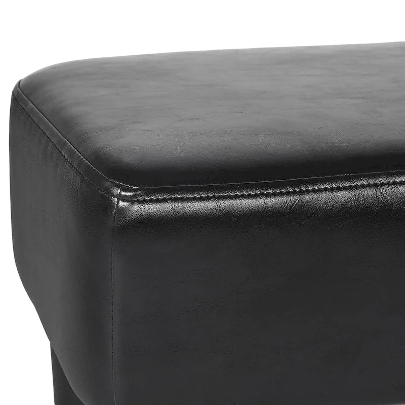 Adeco Small Rectangle Footstool PU Leather Ottoman Footrest Modern