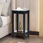 2 Tier End Table Tall Nightstand Sofa Bedside Table w Versatile Shelf
