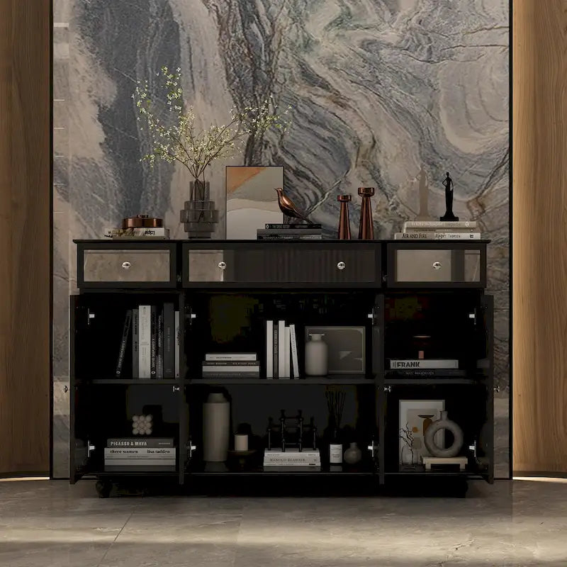 55W Mirrored Credenza Sideboards Buffets Cabinet Bookcase Living Room