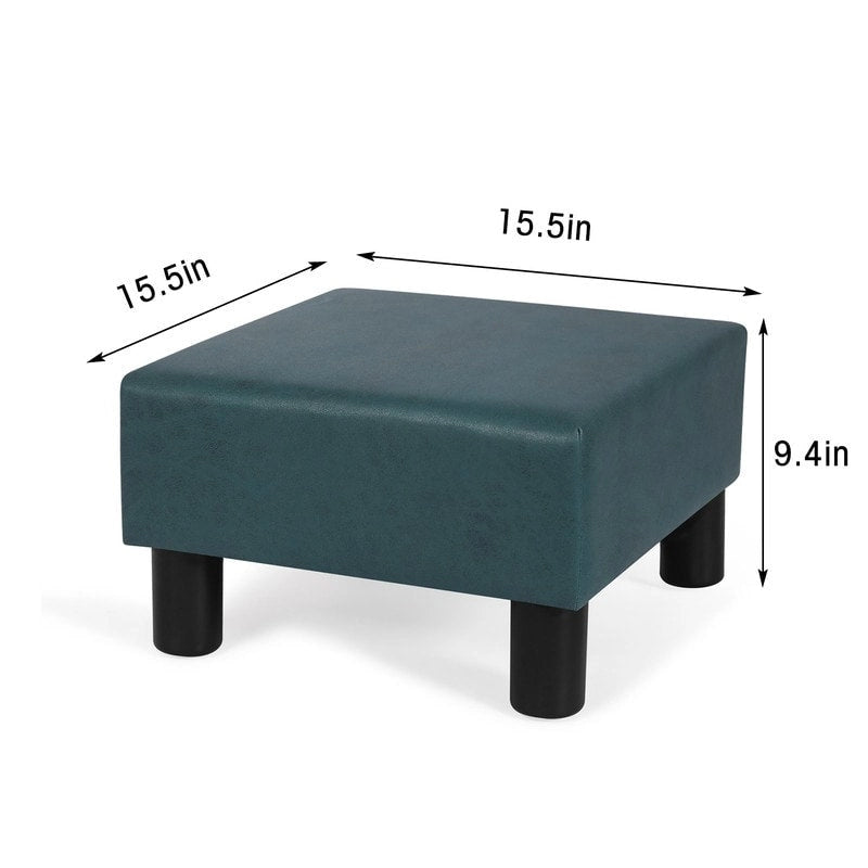 Adeco Small Square Footstool Ottoman Modern Fabric Footrest Stool