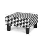Adeco Small Square Footstool Ottoman Modern Fabric Footrest Stool