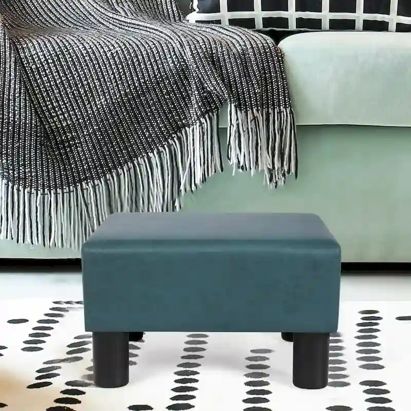 Adeco Small Square Footstool Ottoman Modern Fabric Footrest Stool