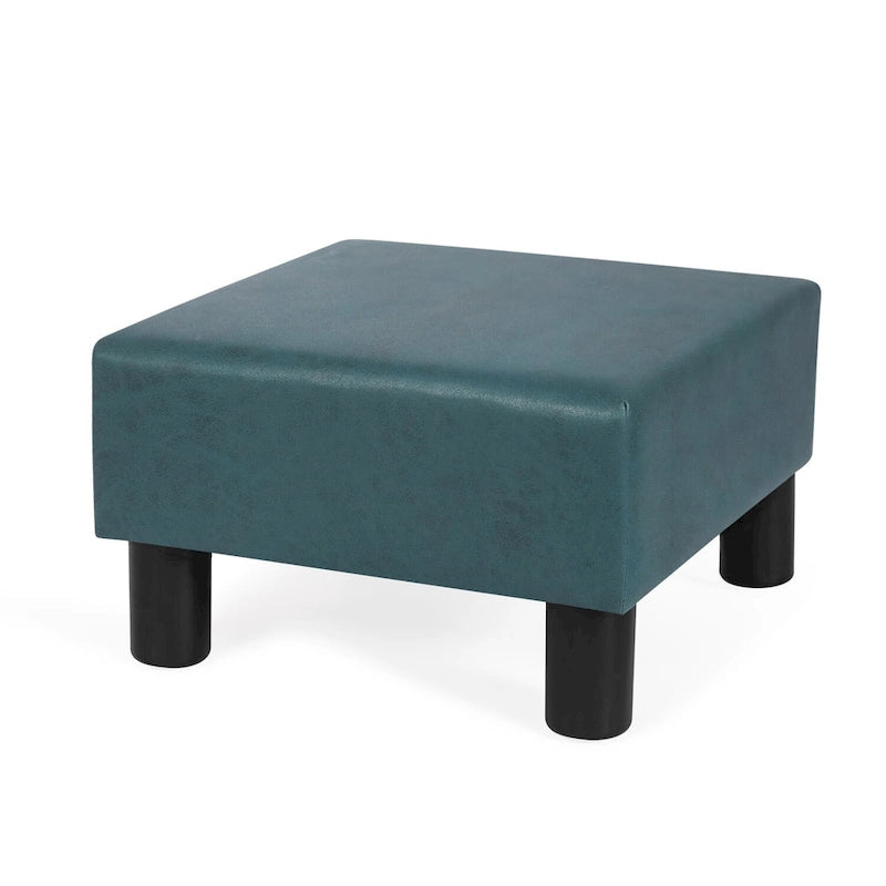 Adeco Small Square Footstool Ottoman Modern Fabric Footrest Stool