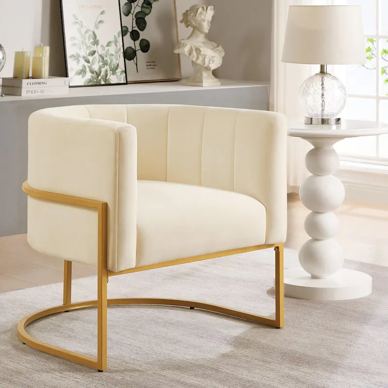 Accent Chair with Golden Metal Stand