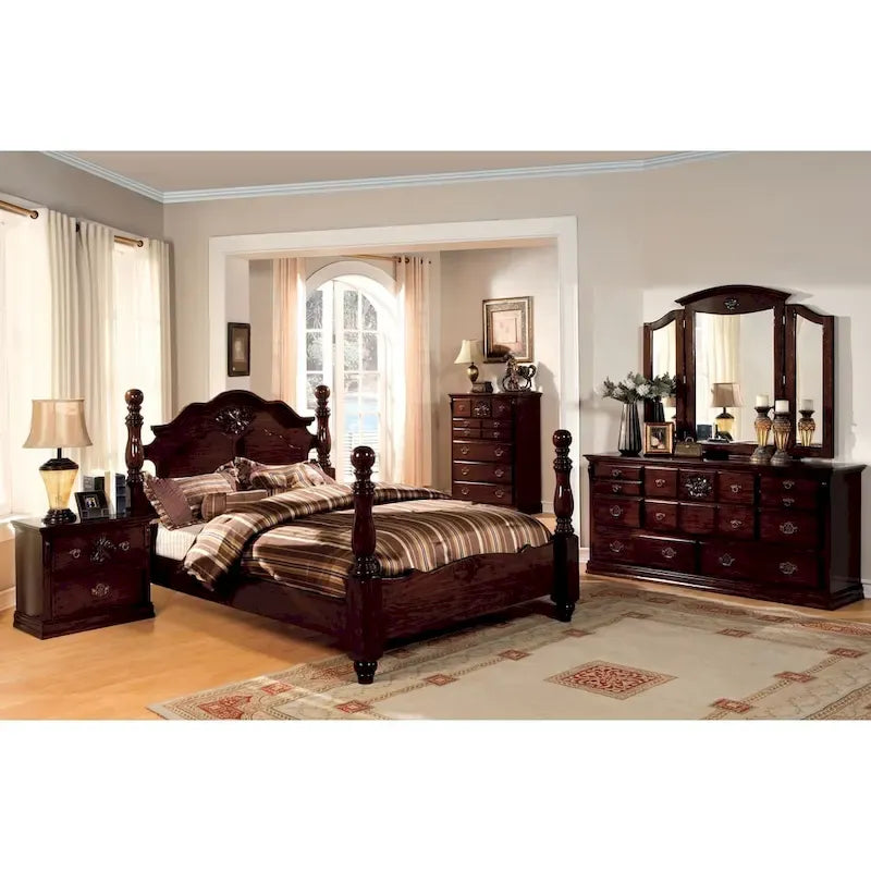 Furniture of America Weston Traditional Pine Four Poster Bed