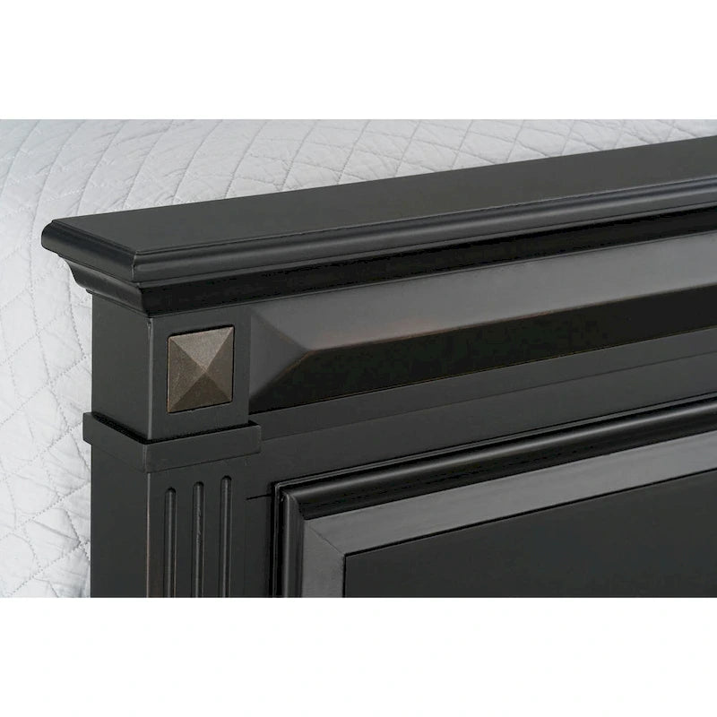 Roundhill Furniture Renova Vintage Black Wood Panel Bed