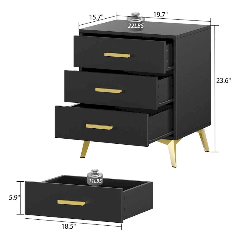 23.6 Tall 3 - Drawer Nightstand End Table Beside Table Spray Paint