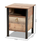 Vaughan Modern Rustic Oak Brown and Black Finished Wood Nightstand