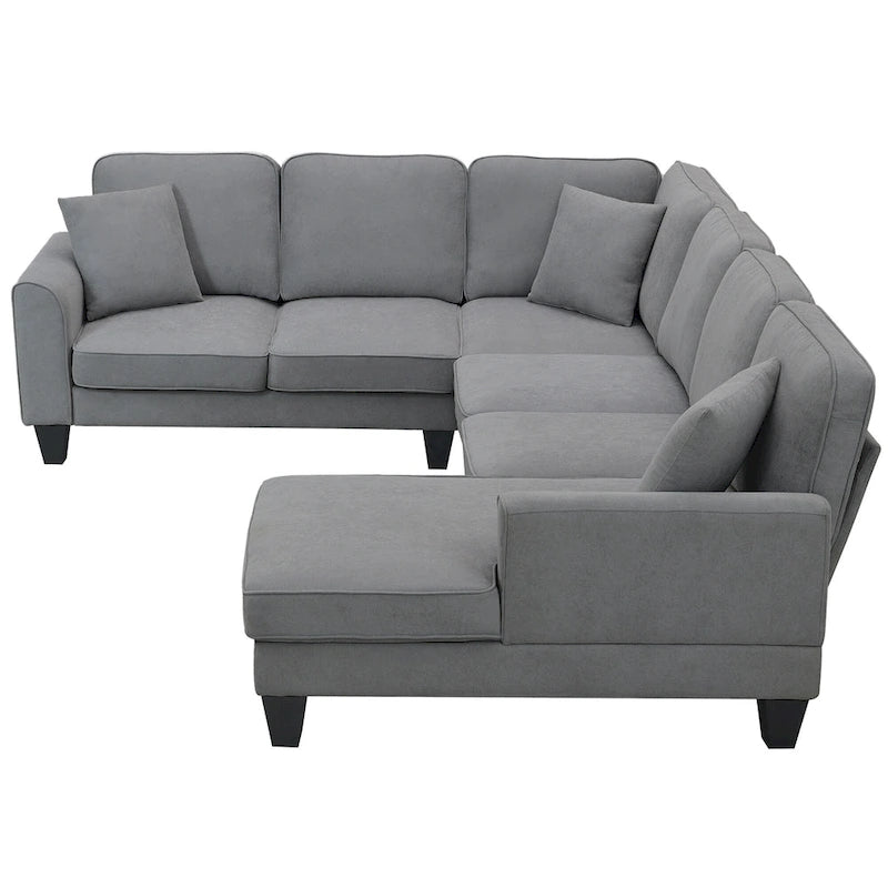 [VIDEO provided] [New] 108*85.5 Modern U Shape Sectional Sofa, 7 Seat Fabric Sectional Sofa Set with 3 Pillows Included for Liv
