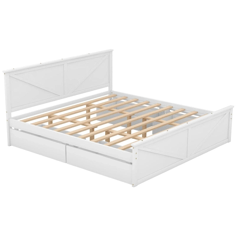 Merax Wooden Platform Bed with Four Storage Drawers and Support Legs