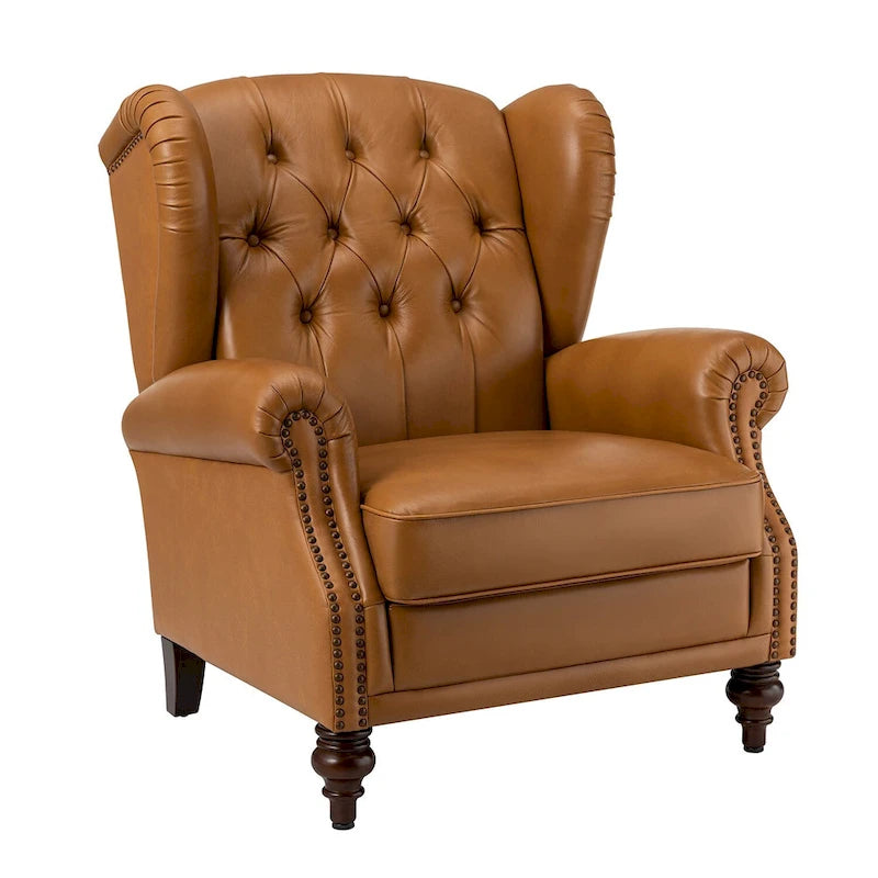 Alex Classic Leather Armchair with Nailhead Trim by HULALA HOME