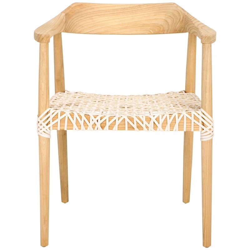 Munro Wanda Woven Leather & Solid Wood Accent Chair (Fully Assembled) - 22 W x 20.5 L x 28.5 H - 22Wx21Dx29H