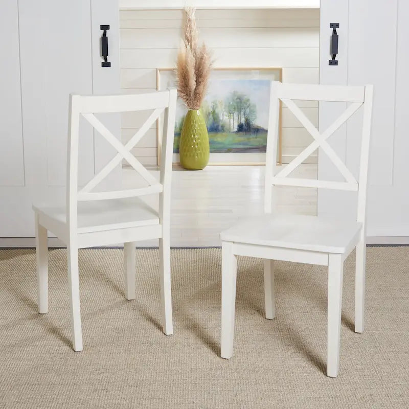 SAFAVIEH Lulla Farmhouse x-Back Dining Chair (Set of 2) - 18.4 W x 19.9 L x 37 H - 18Wx20Dx37H