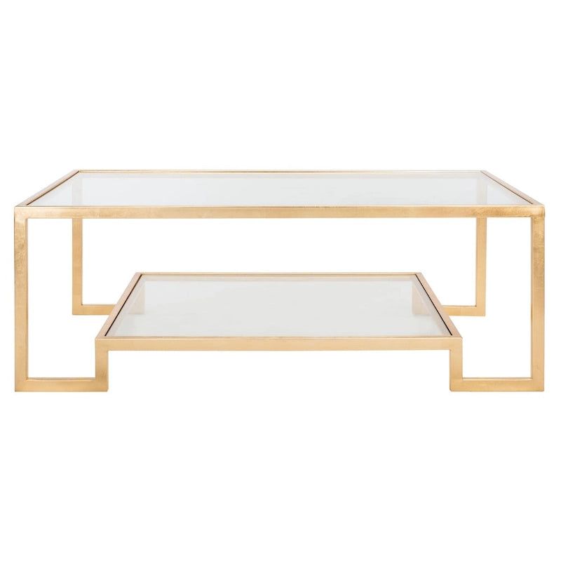 SAFAVIEH Couture Delila Rectangle Gold Leaf Coffee Table - 51.3 W x 27.5 L x 17.8 H - 51Wx28Dx18H