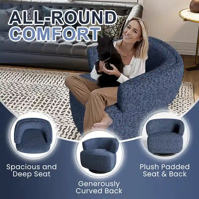 Fully Assembled Upholstered Swivel Barrel Chair