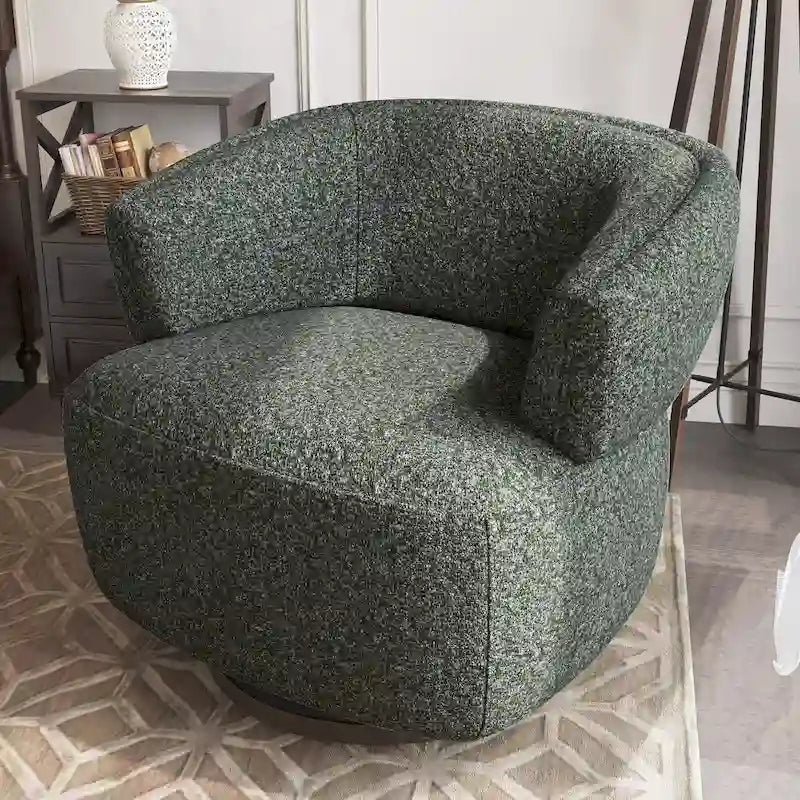 Fully Assembled Upholstered Swivel Barrel Chair