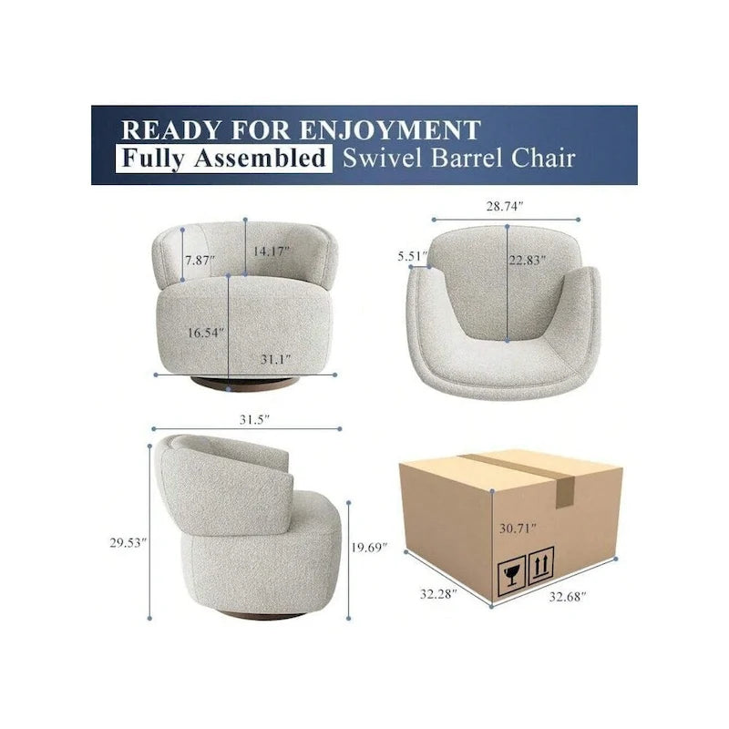 Fully Assembled Upholstered Swivel Barrel Chair