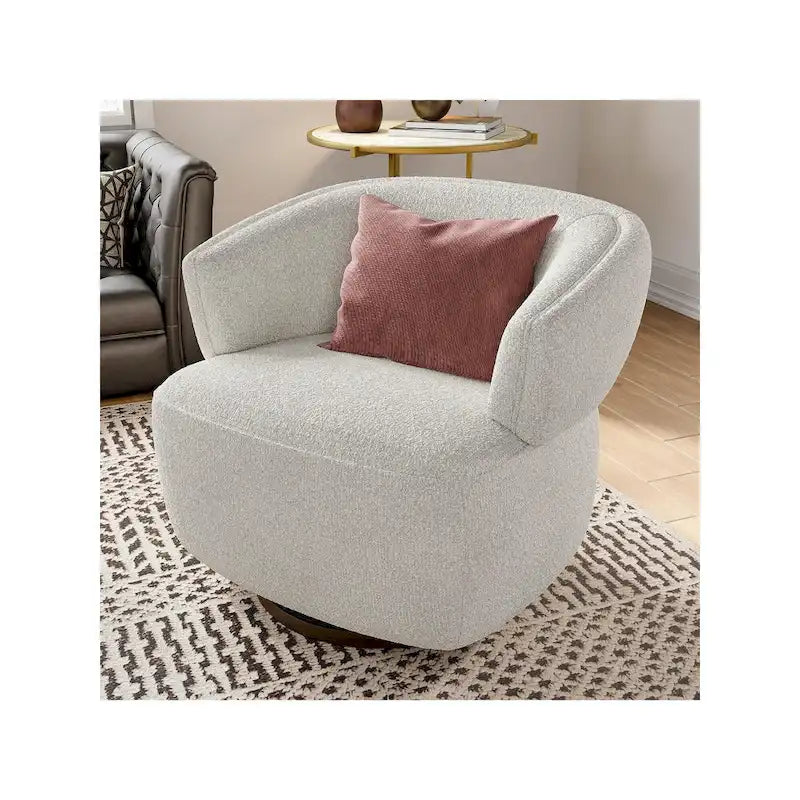 Fully Assembled Upholstered Swivel Barrel Chair