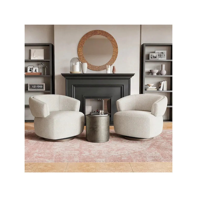 Fully Assembled Upholstered Swivel Barrel Chair