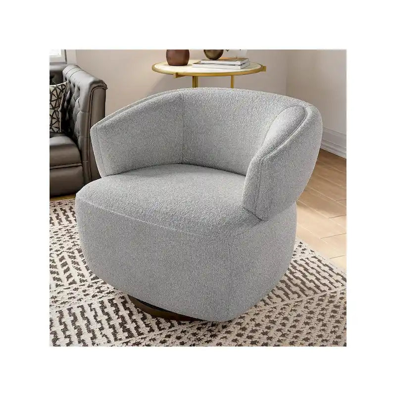 Fully Assembled Upholstered Swivel Barrel Chair