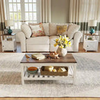 Pellebant 2-Tier Coffee Table Center Table Tea Table with Storage Shelf