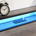 Full Size Platform Bed Frame, Storage Headboard with Charging Station and 4 Storage Drawers