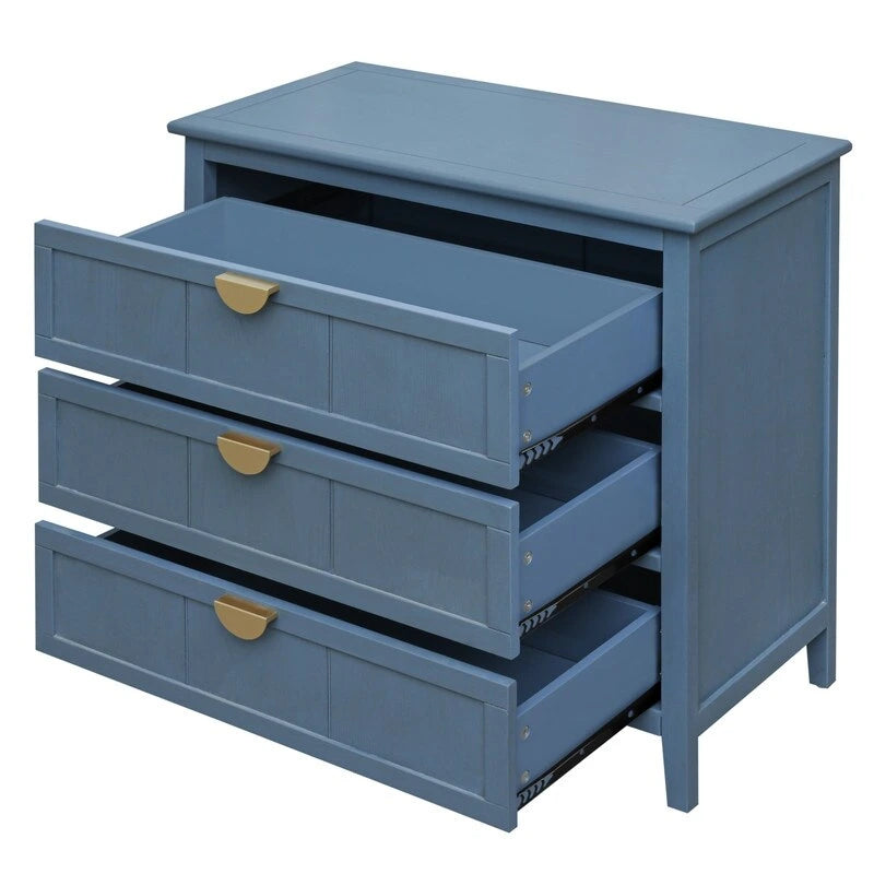 3 Drawer Cabinet, American Furniture,Suitable for bedroom, living room, study Blue