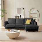 Convertible Sectional Sofa Couch, 3 Seat L-Shaped Sofa with Lamb Fabric, Movable Ottoman