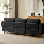 Convertible Sectional Sofa Couch, 3 Seat L-Shaped Sofa with Lamb Fabric, Movable Ottoman