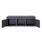 Industrial Style Metal and Fabric Bench with Open Storage, Gray