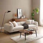 108.3in Upholstered Blue White 4-Seater Modern Fabric Sofa Couch