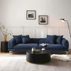108.3in Upholstered Blue White 4-Seater Modern Fabric Sofa Couch