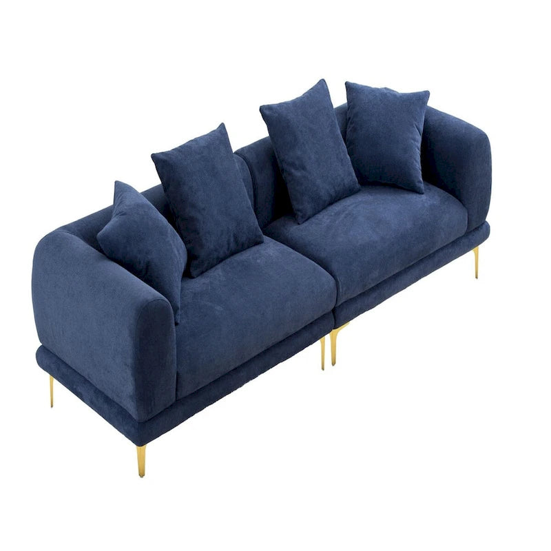 108.3in Upholstered Blue White 4-Seater Modern Fabric Sofa Couch