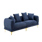 108.3in Upholstered Blue White 4-Seater Modern Fabric Sofa Couch