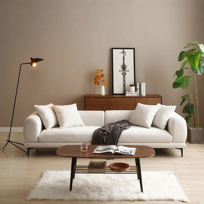 108.3in Upholstered Blue White 4-Seater Modern Fabric Sofa Couch