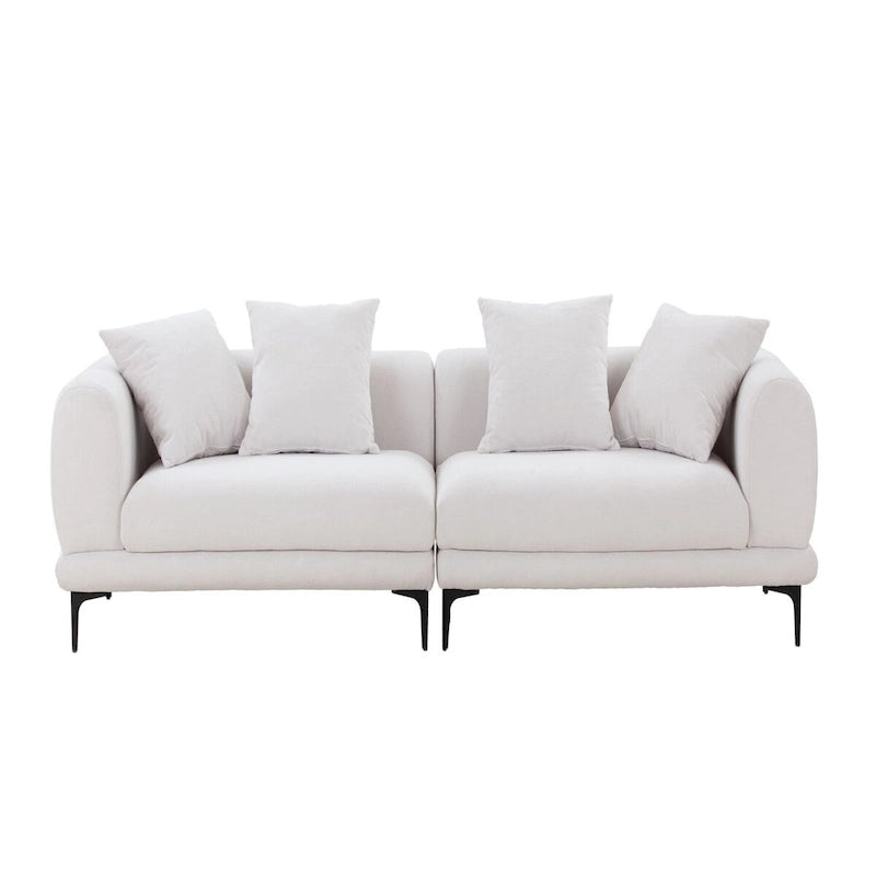 108.3in Upholstered Blue White 4-Seater Modern Fabric Sofa Couch