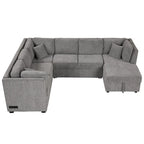 MERAX Sectional Sofa Pull out Sofa Bed with Storage Chaise