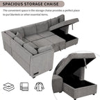 MERAX Sectional Sofa Pull out Sofa Bed with Storage Chaise