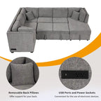 MERAX Sectional Sofa Pull out Sofa Bed with Storage Chaise