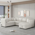 MERAX Sectional Sofa Pull out Sofa Bed with Storage Chaise