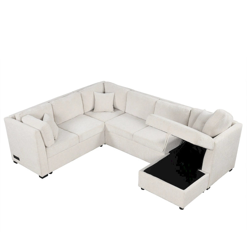 MERAX Sectional Sofa Pull out Sofa Bed with Storage Chaise