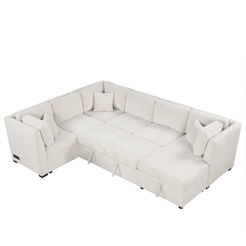 MERAX Sectional Sofa Pull out Sofa Bed with Storage Chaise