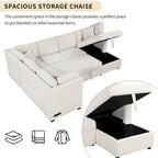 MERAX Sectional Sofa Pull out Sofa Bed with Storage Chaise