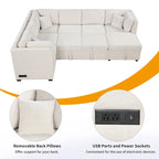 MERAX Sectional Sofa Pull out Sofa Bed with Storage Chaise