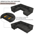 MERAX Sectional Sofa Pull out Sofa Bed with Storage Chaise