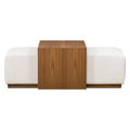 Poly & Bark Jarmo Ottoman with Adjustable Walnut Table - Full Grain Genuine Italian Leather