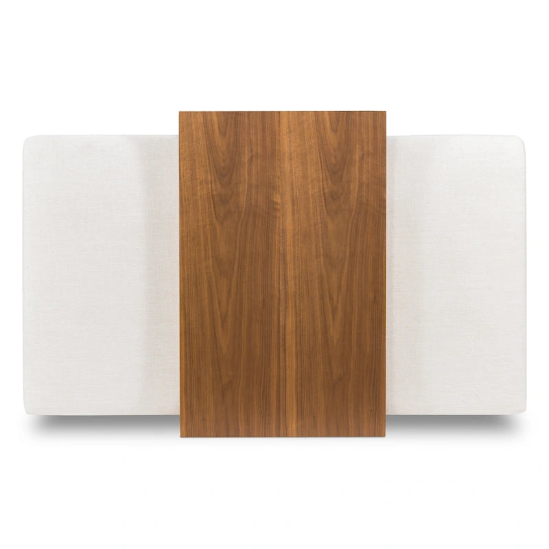 Poly & Bark Jarmo Ottoman with Adjustable Walnut Table - Full Grain Genuine Italian Leather