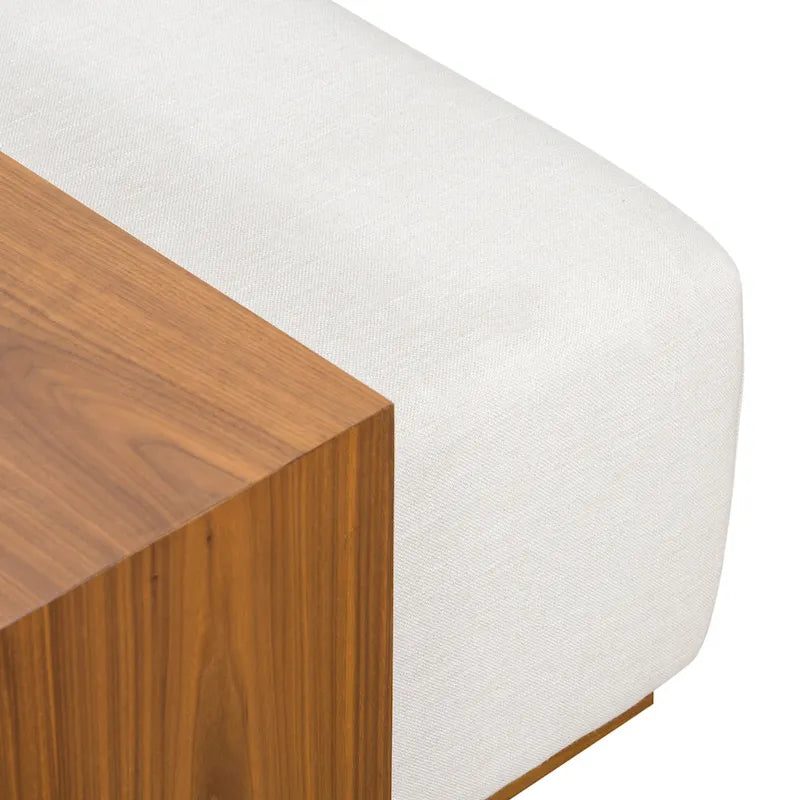 Poly & Bark Jarmo Ottoman with Adjustable Walnut Table - Full Grain Genuine Italian Leather