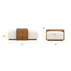 Poly & Bark Jarmo Ottoman with Adjustable Walnut Table - Full Grain Genuine Italian Leather