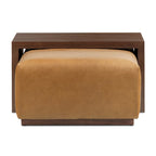 Poly & Bark Jarmo Ottoman with Adjustable Walnut Table - Full Grain Genuine Italian Leather